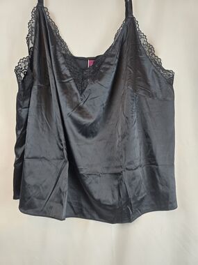 Adore Me Black Satin Camisole with Magenta Logo Tag Size 2X